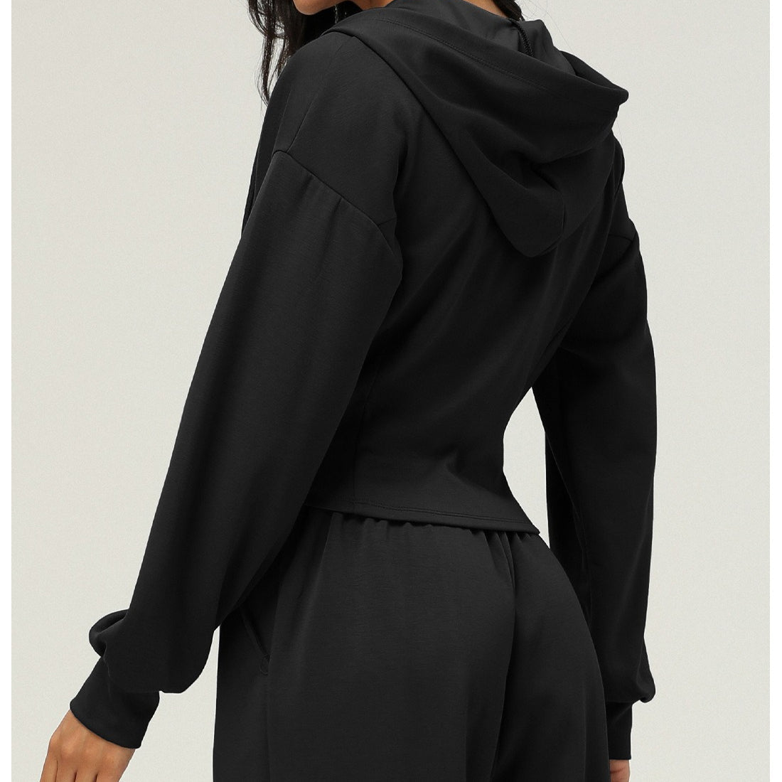 Athletic Zip - Up Hoodie Jacket | Cinched Waist Yoga Top with Pockets(MS169) - Mariam's Collection