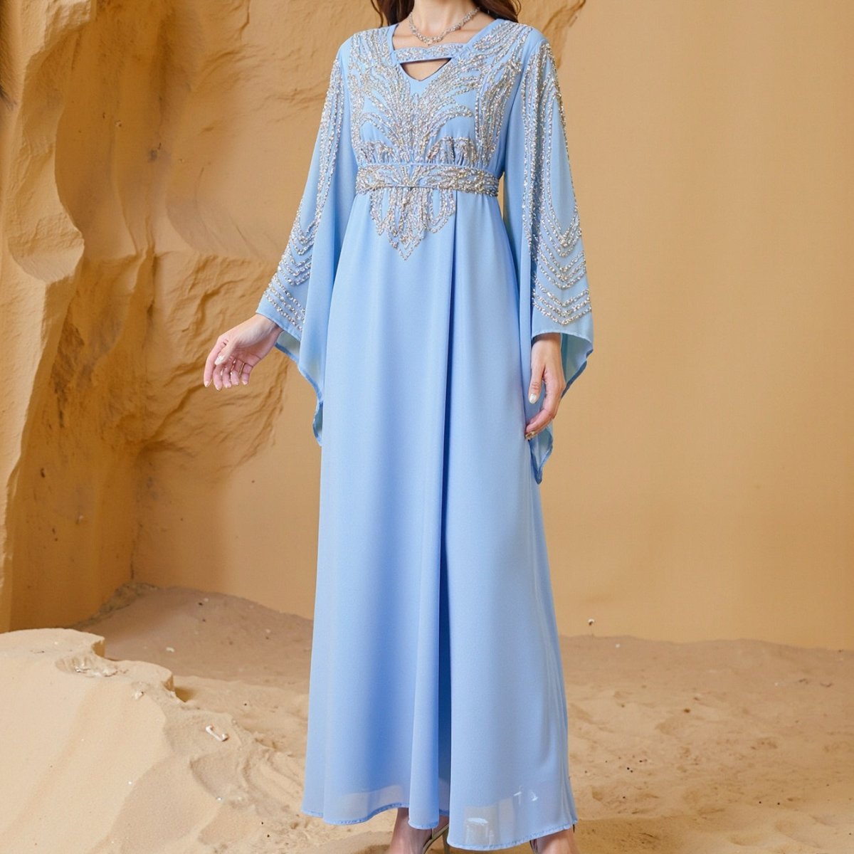 Beaded Kaftan Abaya(MA372) - Mariam's Collection