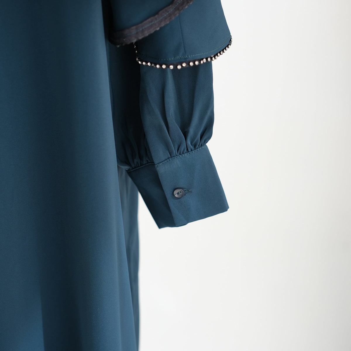 Beaded Ruffle Balloon-Sleeve Abaya(MA473) - Mariam's Collection