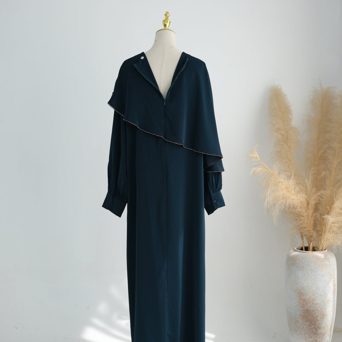 Beaded Ruffle Balloon-Sleeve Abaya(MA473) - Mariam's Collection