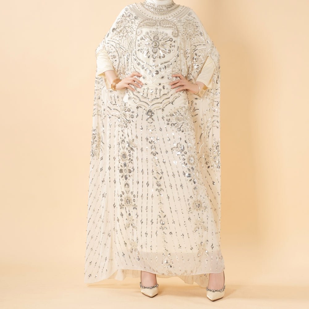 Beaded Sequin Embroidered Batwing Abaya(MA451) - Mariam's Collection