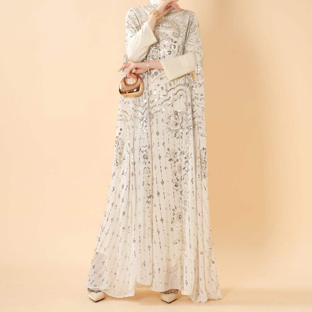 Beaded Sequin Embroidered Batwing Abaya(MA451) - Mariam's Collection