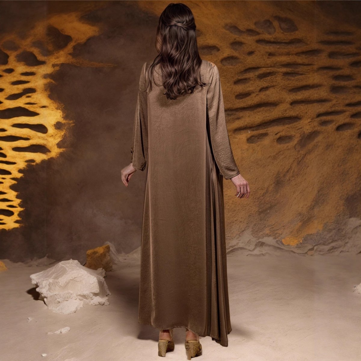 Beaded Two - Piece Abaya Set with Jacket | Embellished Kaftan Gown(MOA269) - Mariam's Collection