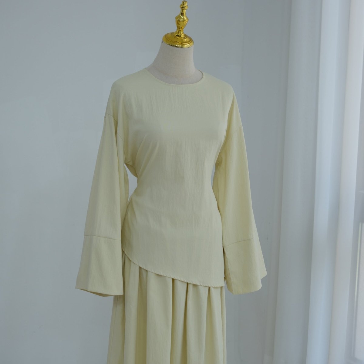 Bell Sleeve Back-Tie Top & A-Line Maxi Skirt Set(MS469) - Mariam's Collection
