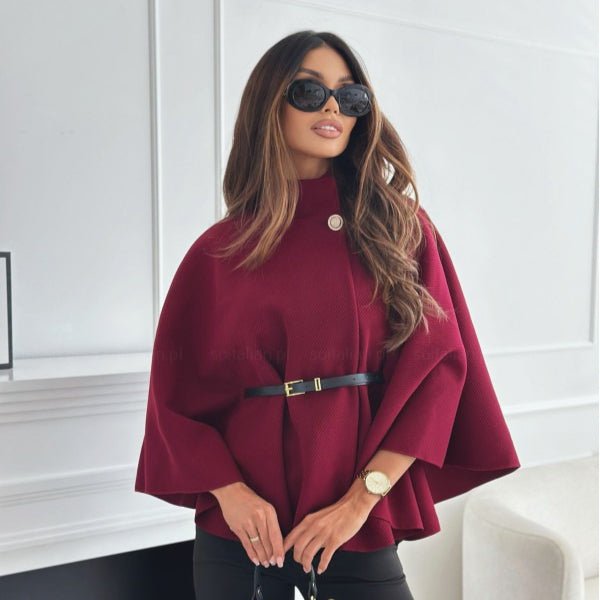 Belted Wool Cape Top(MS239) - Mariam's Collection