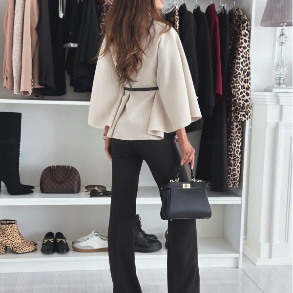 Belted Wool Cape Top(MS239) - Mariam's Collection