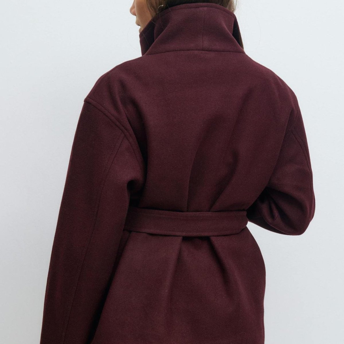 Belted Wrap Coat with Wide Collar | Double - Faced Wool Blend Jacket(MS254) - Mariam's Collection