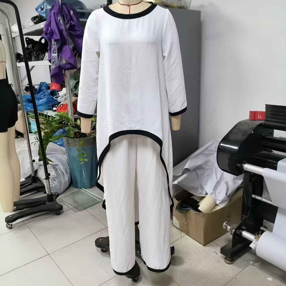 Wide-leg palazzo trousers with elasticated waist
