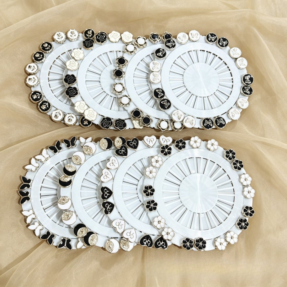 Black & White Enamel Hijab Pins Set(MAC434) - Mariam's Collection