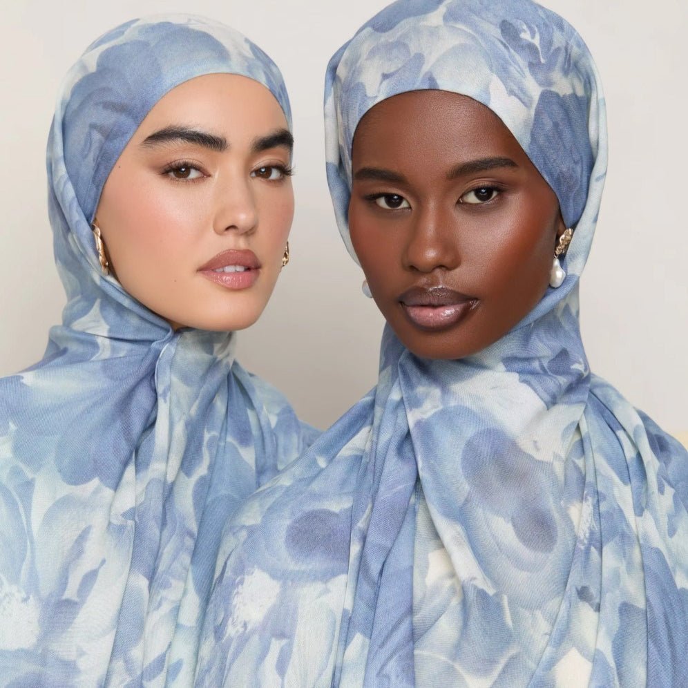 Blossom Watercolor Hijab‌ Versatile Soft Headscarf (MH163) - Mariam's Collection