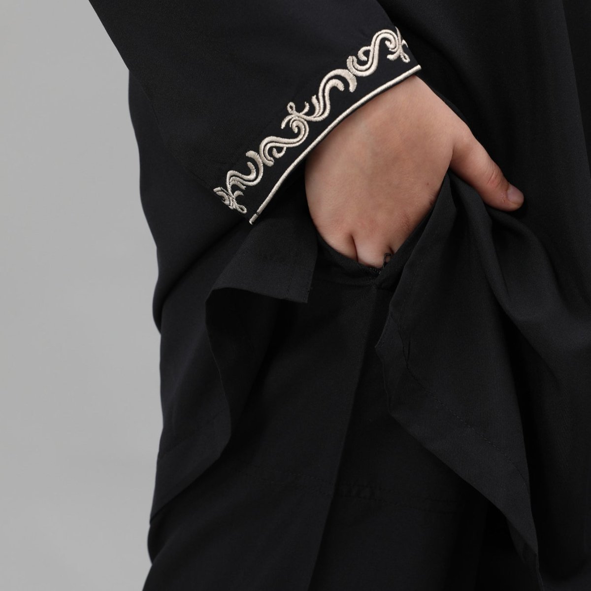 Boys Black Embroidered Tunic & Pants Set (MKB021) - Mariam's Collection