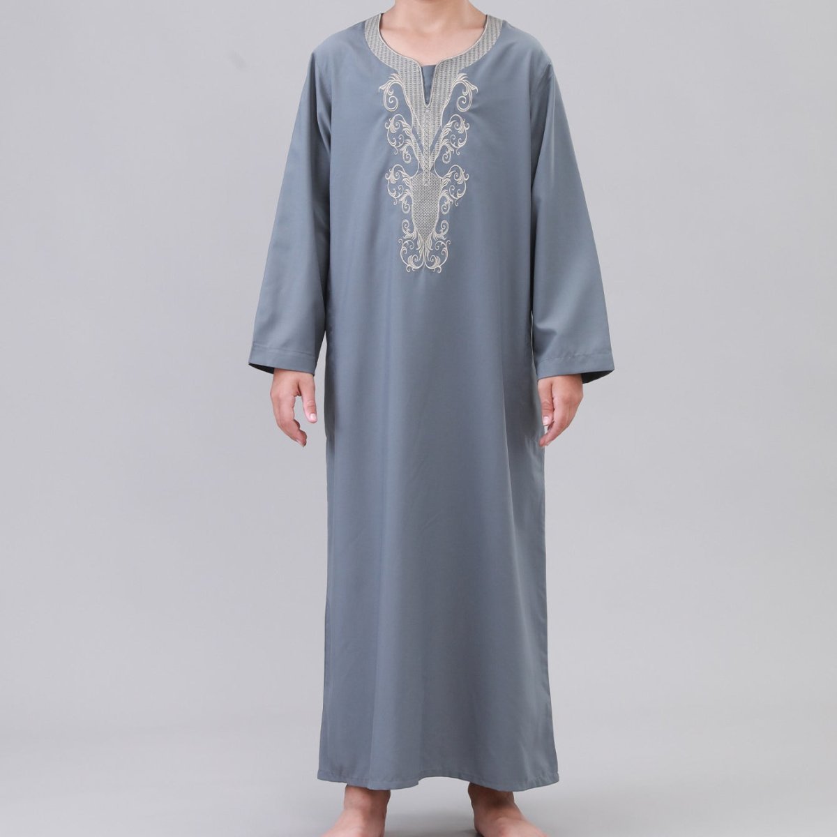 Boys' Embroidered Thobe with Pockets – Kids' Thobe