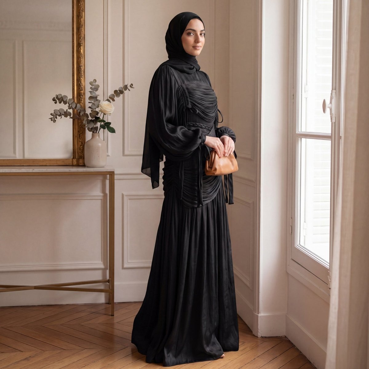 Braided Collar Ruched Fringe Maxi Dress(MS406) - Mariam's Collection