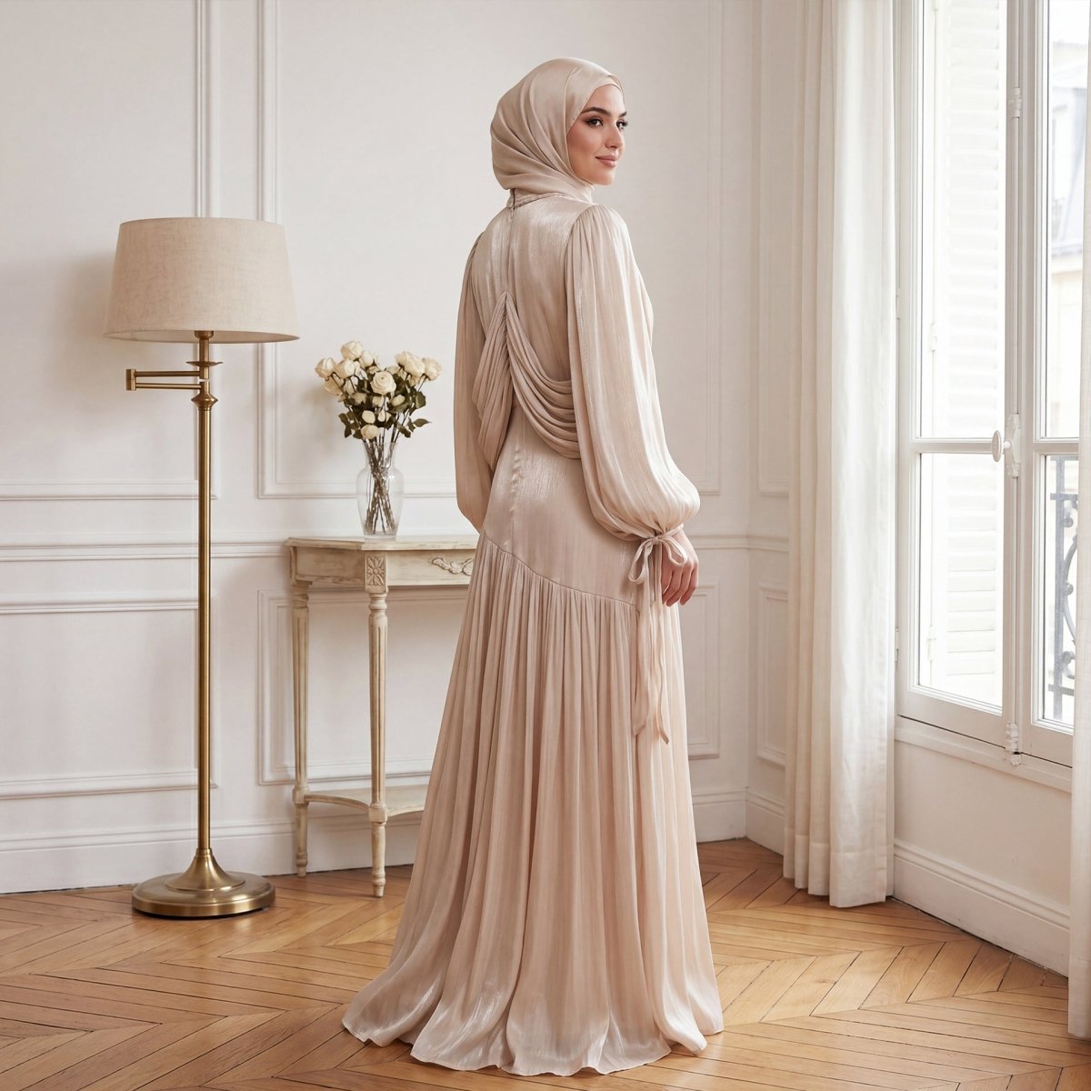 Braided Collar Ruched Fringe Maxi Dress(MS406) - Mariam's Collection