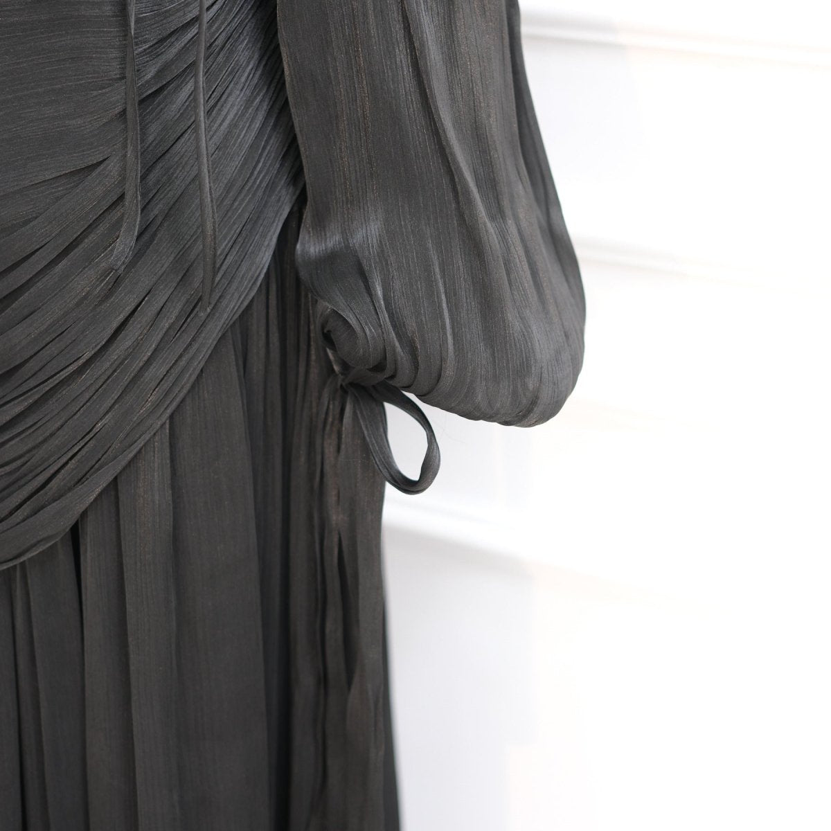 Braided Collar Ruched Fringe Maxi Dress(MS406) - Mariam's Collection