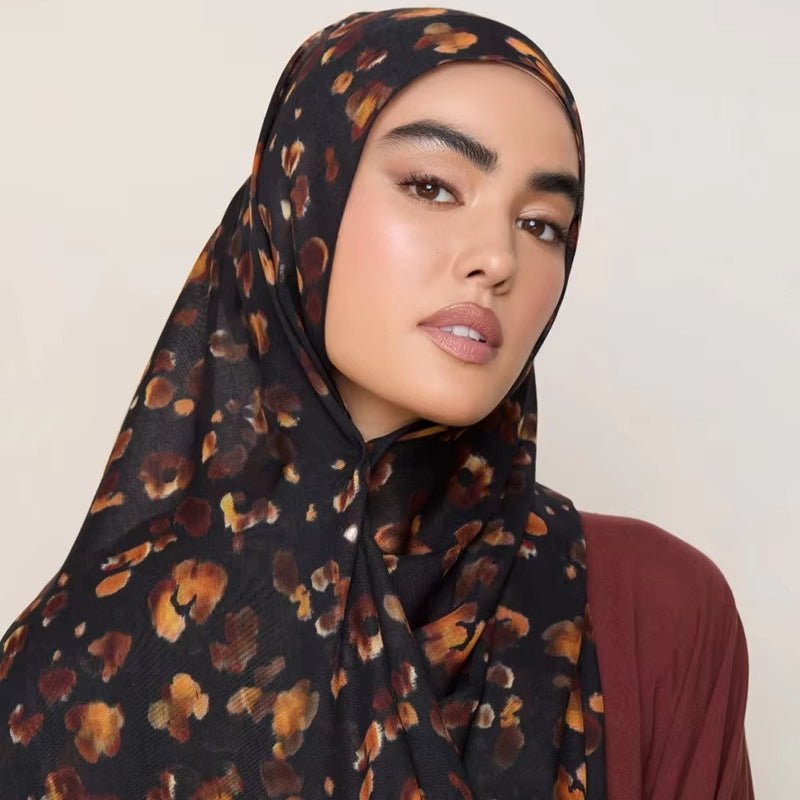 ‌Breathable Versatile Stylish Headscarf Floral - Print Hijab (MH177) - Mariam's Collection