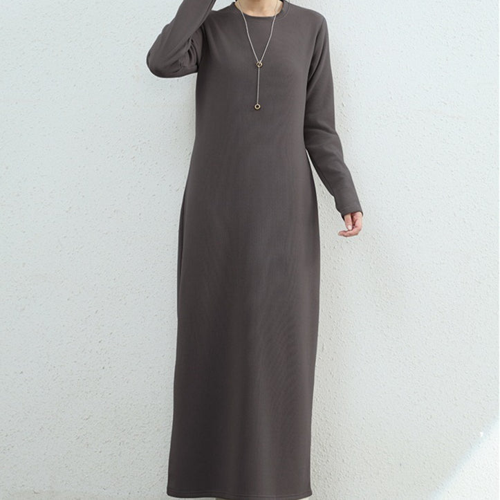 Brushed Fleece Maxi Sweatshirt Dress | Oversized Pullover Loungewear Dress(MA339) - Mariam's Collection