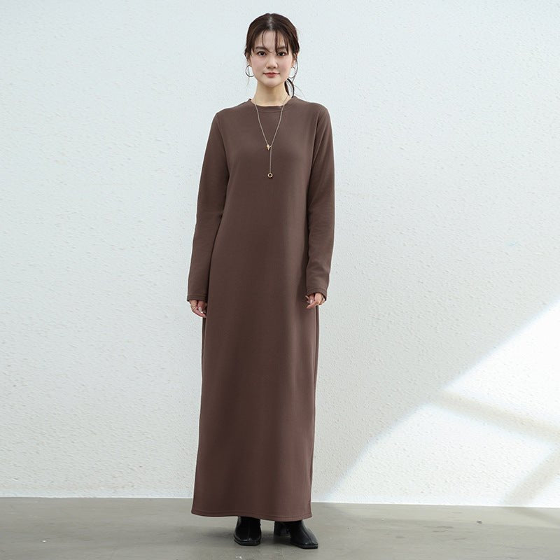 Brushed Fleece Maxi Sweatshirt Dress | Oversized Pullover Loungewear Dress(MA339) - Mariam's Collection