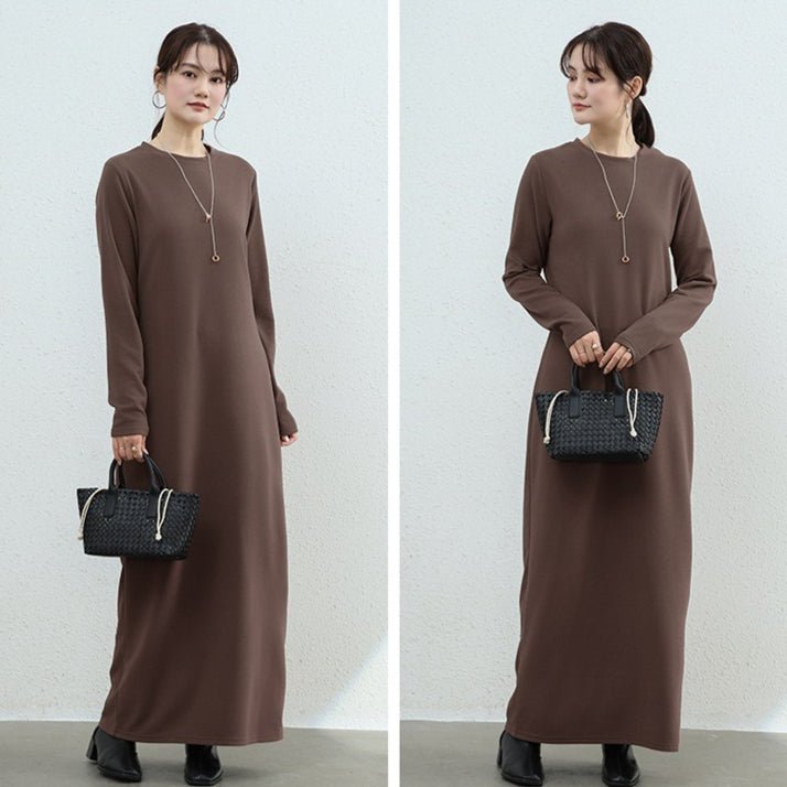 Brushed Fleece Maxi Sweatshirt Dress | Oversized Pullover Loungewear Dress(MA339) - Mariam's Collection
