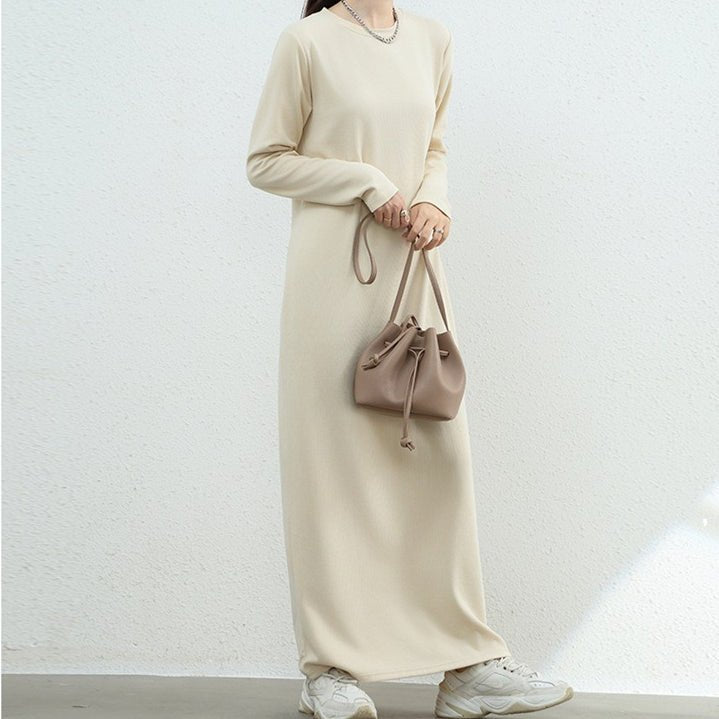 Brushed Fleece Maxi Sweatshirt Dress | Oversized Pullover Loungewear Dress(MA339) - Mariam's Collection