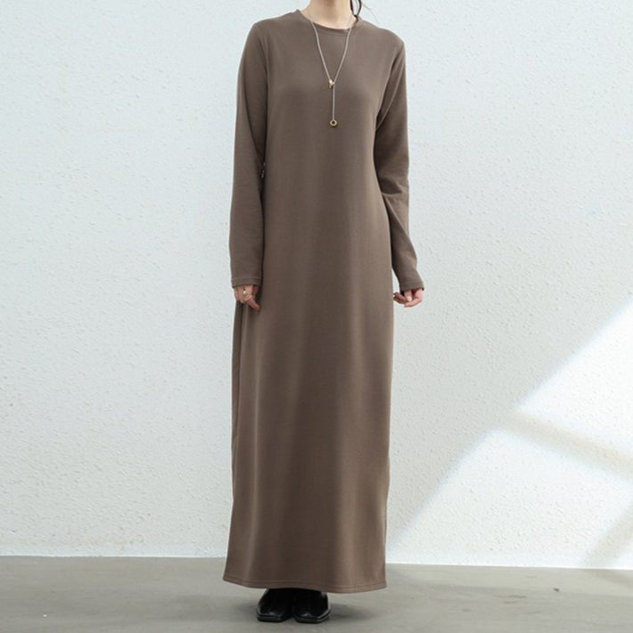 Brushed Fleece Maxi Sweatshirt Dress | Oversized Pullover Loungewear Dress(MA339) - Mariam's Collection
