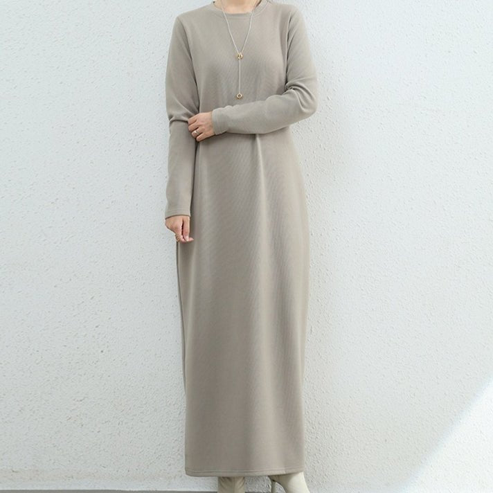 Brushed Fleece Maxi Sweatshirt Dress | Oversized Pullover Loungewear Dress(MA339) - Mariam's Collection