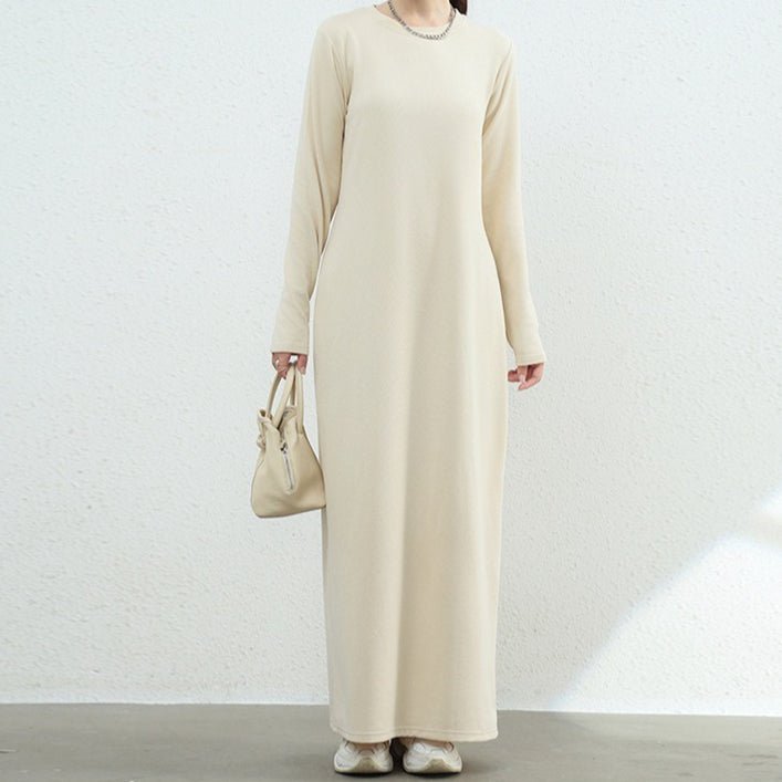 Brushed Fleece Maxi Sweatshirt Dress | Oversized Pullover Loungewear Dress(MA339) - Mariam's Collection