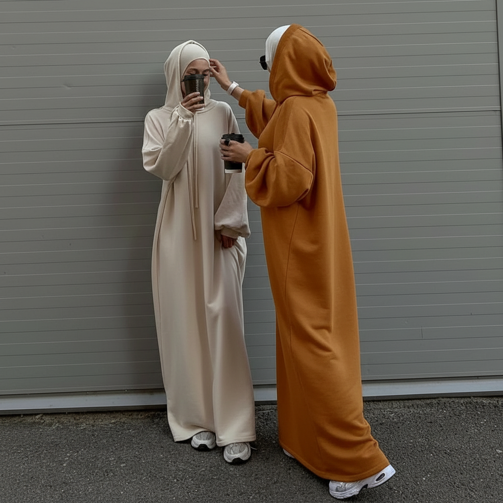 Hooded Sweatshirt Abaya | Hoodie Abaya With Pockets (MA125)