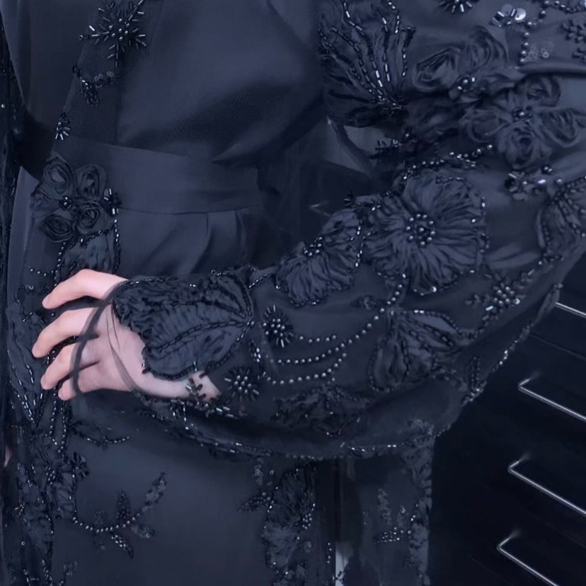 Sunlit Petals Floral Embroidered Abaya – Secret Garden Series (MOA300)