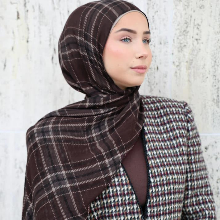 Plaid & Houndstooth Hijab Scarf(MH213)