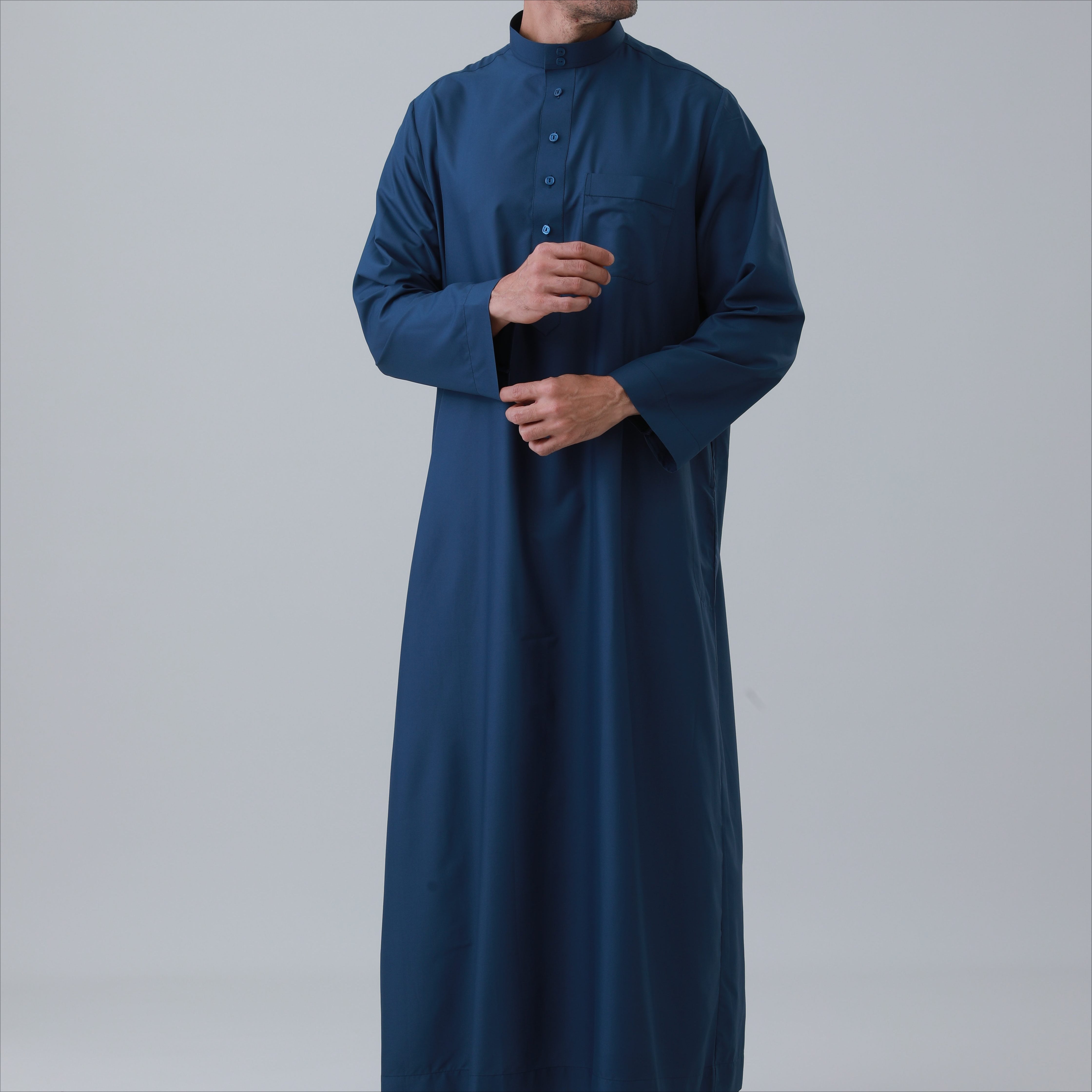 Men's Solid Color Thobe with Button Placket(MT036)