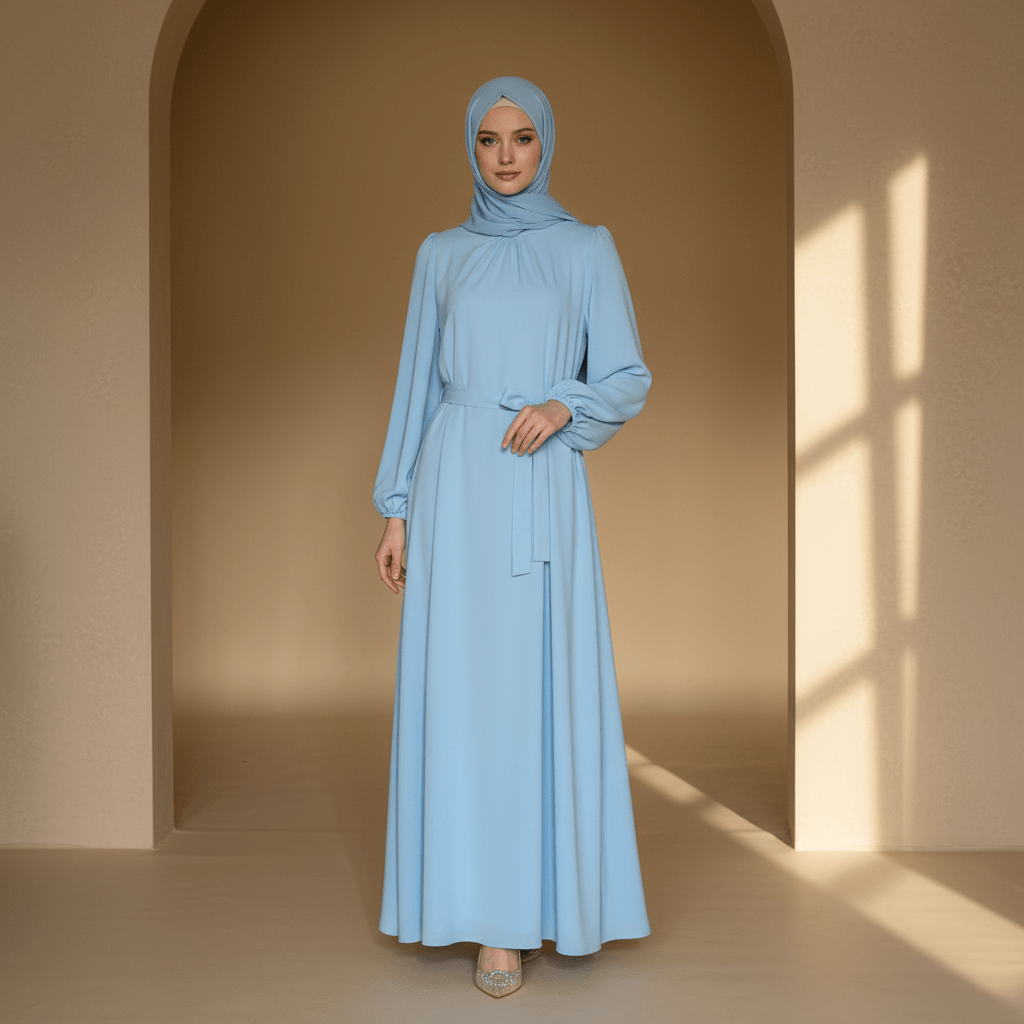 Candy Color Pleated Abaya | Must - have Essential Basic Dress (MA142) - Mariam's Collection