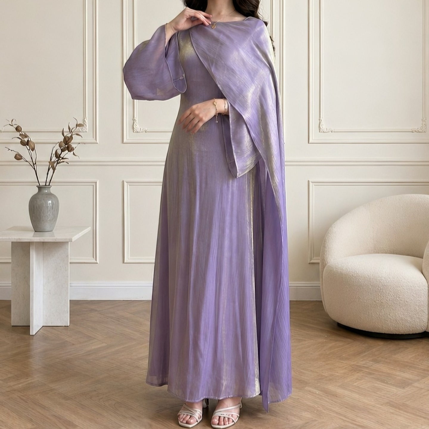 Cape Sleeve Maxi Dress(MS502) - Mariam's Collection