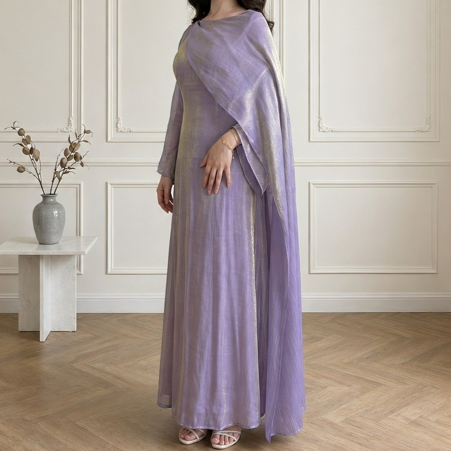 Cape Sleeve Maxi Dress(MS502) - Mariam's Collection