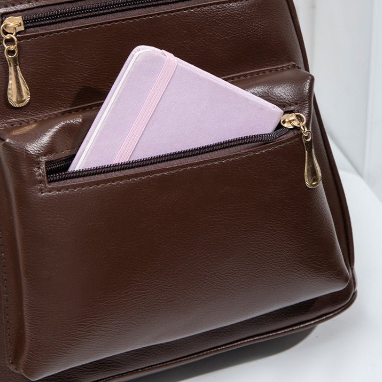 Close-up of smooth zip hardware and clean stitching detail