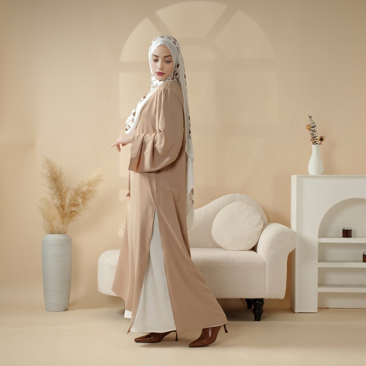 Casual Fashion Slit Abaya (MA063) - Mariam's Collection