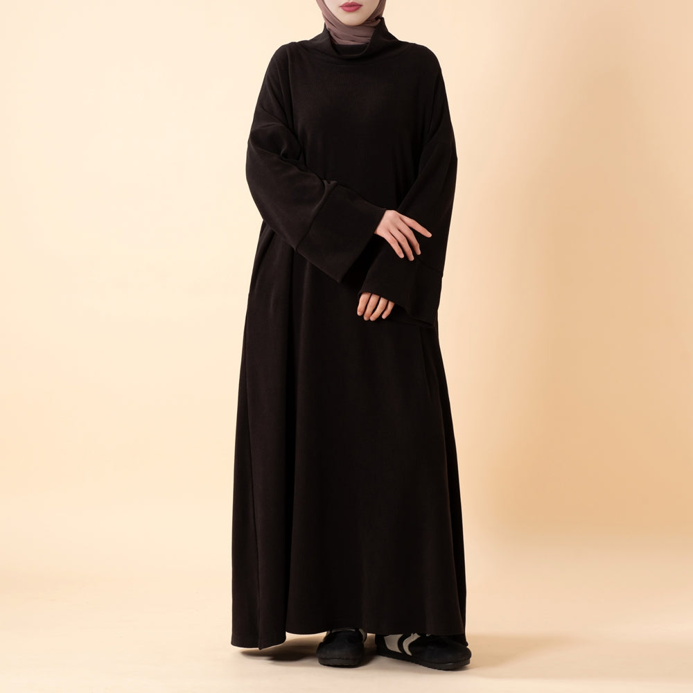 Relaxed Turtleneck Abaya with Pockets(MA383)