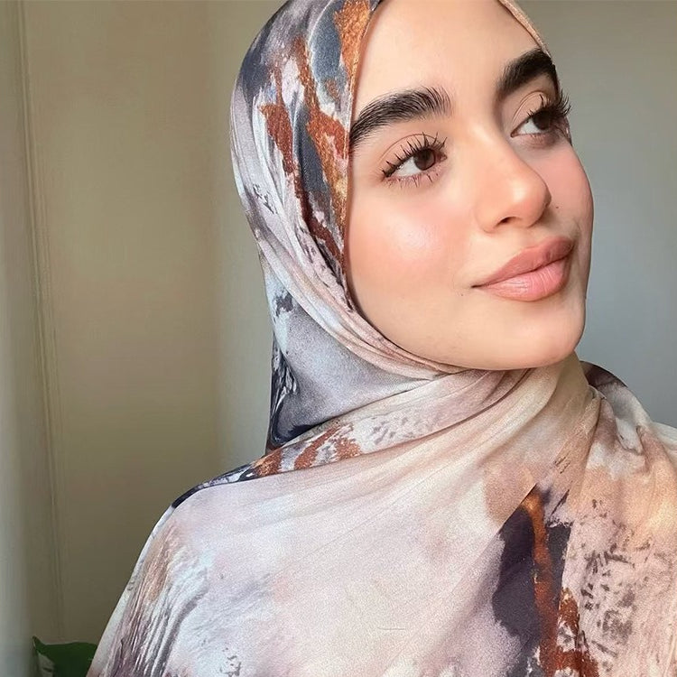 Printed Cotton Hijab Scarf | Soft Breathable Long Headscarf(MH201)