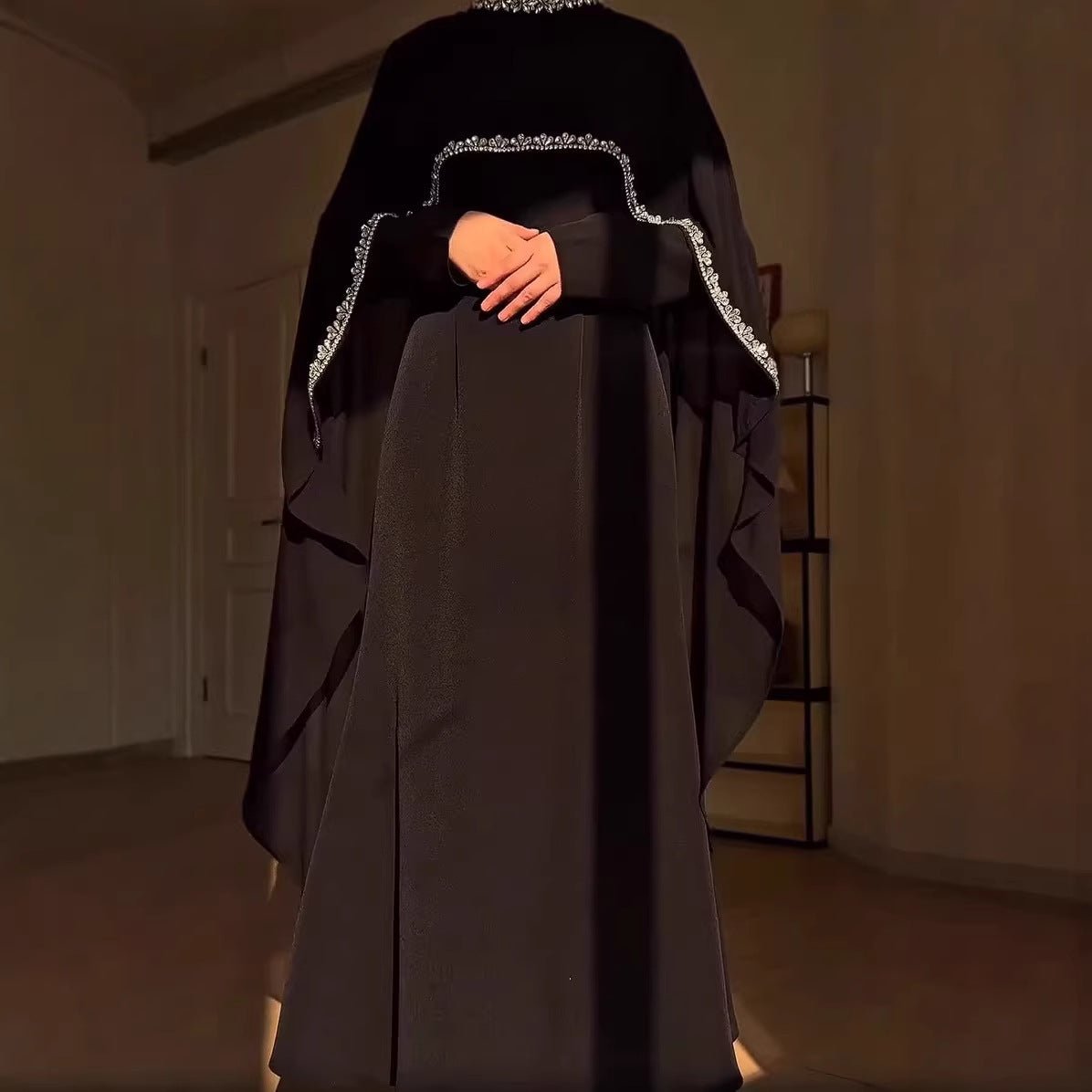 Celestial Rhinestone Cape Abaya | Luxury 2 - Piece Set (MA251) - Mariam's Collection