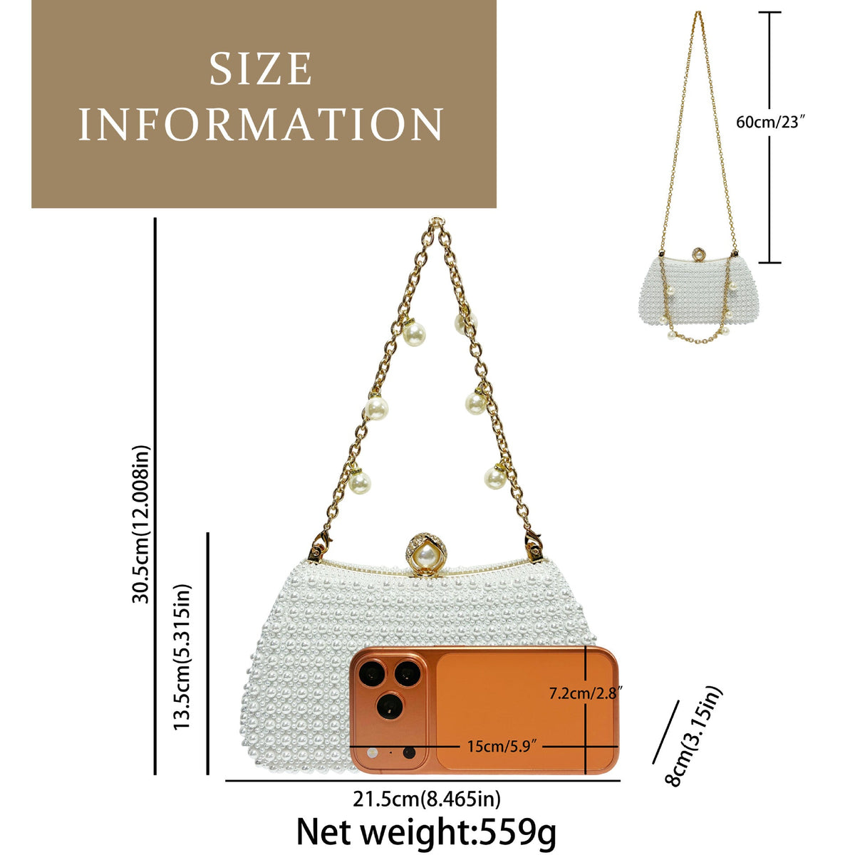 Interior soft polyester lining of the faux pearl evening clutch