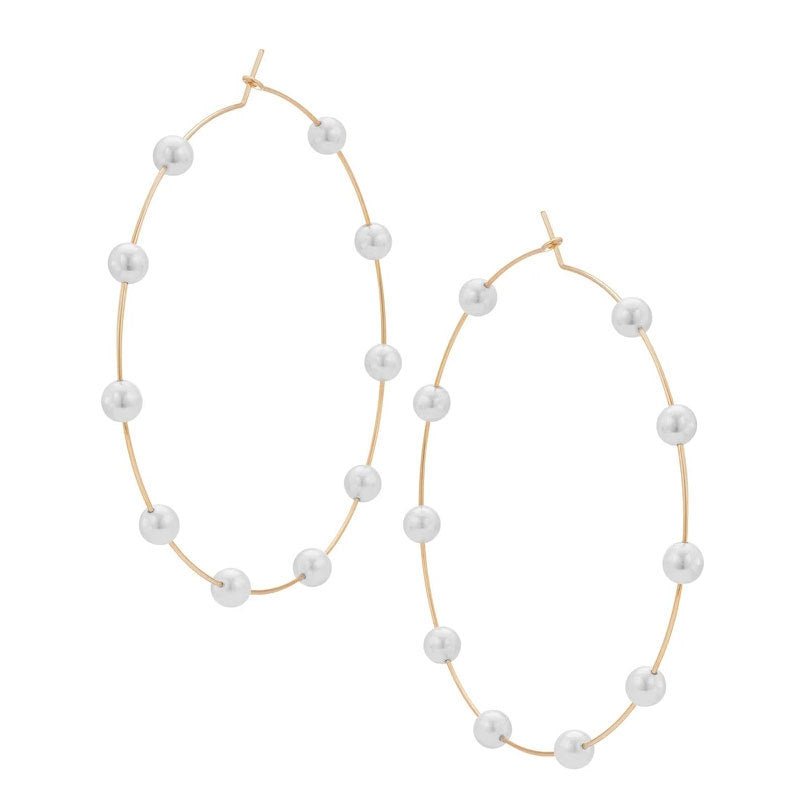 Chic Pearl Earrings Hoop Oversized Earrings (MAC320) - Mariam's Collection