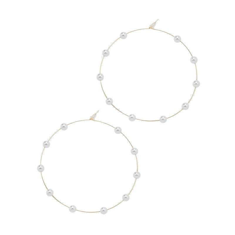 Chic Pearl Earrings Hoop Oversized Earrings (MAC320) - Mariam's Collection