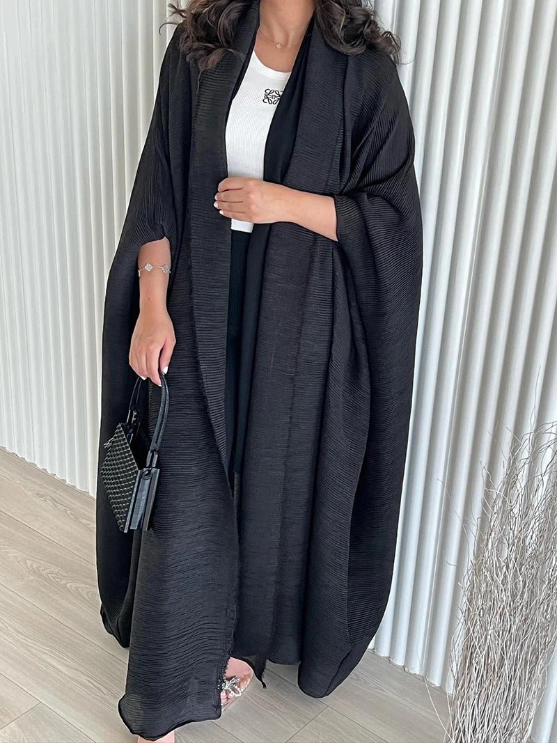 Chic Pleated Ombre Batwing Open Abaya (MOA120） - Mariam's Collection