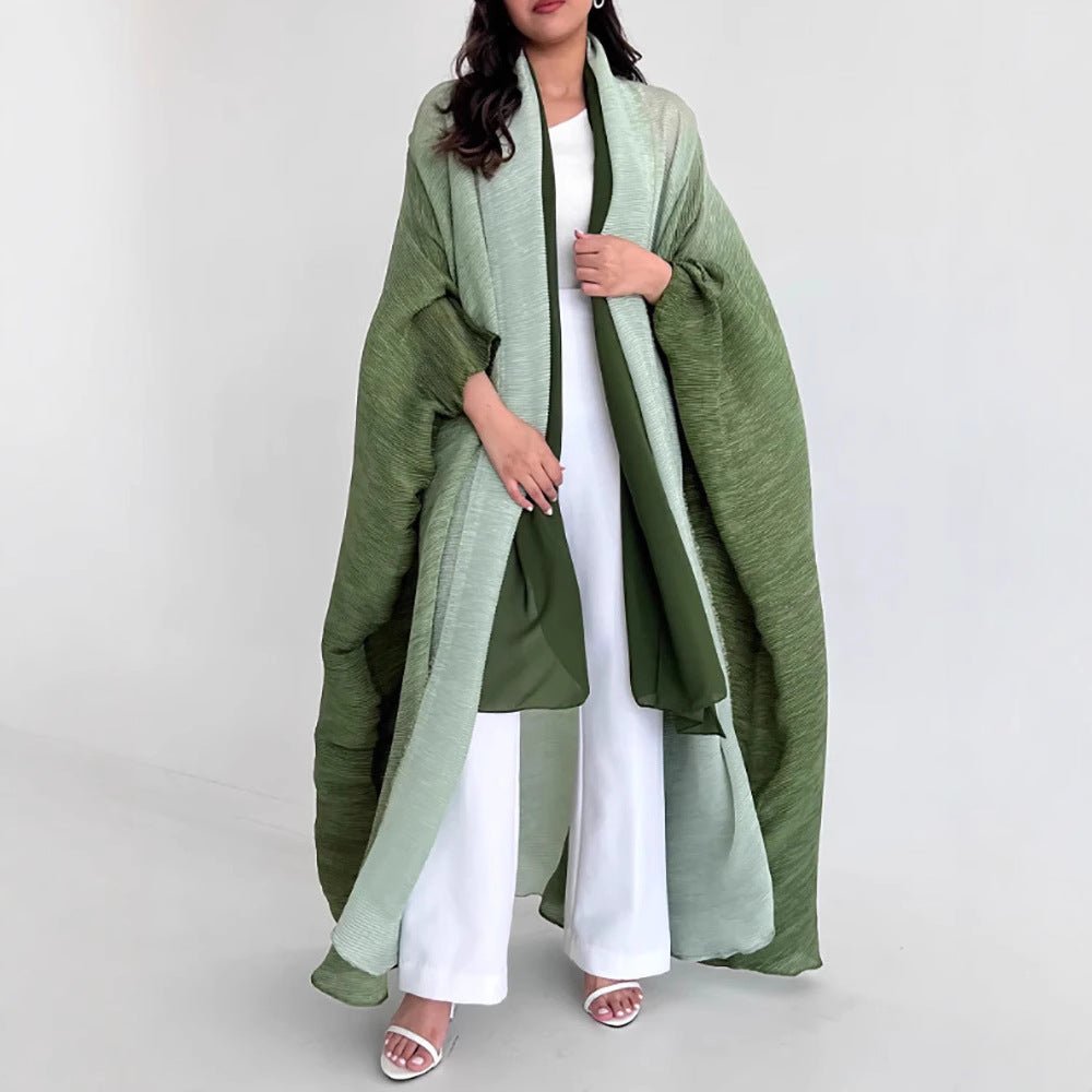 Chic Pleated Ombre Batwing Open Abaya (MOA120） - Mariam's Collection