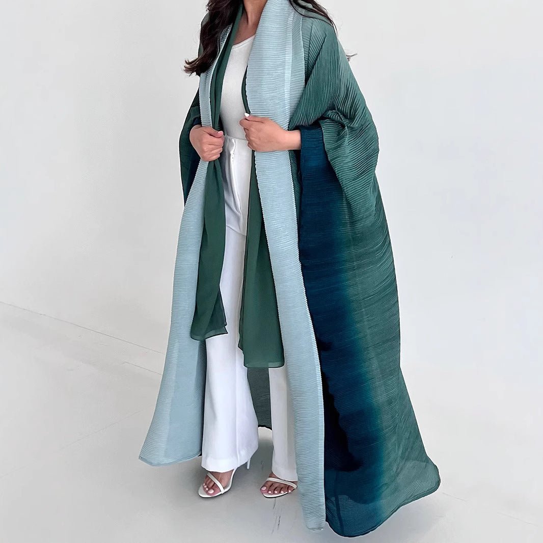 Chic Pleated Ombre Batwing Open Abaya (MOA120） - Mariam's Collection