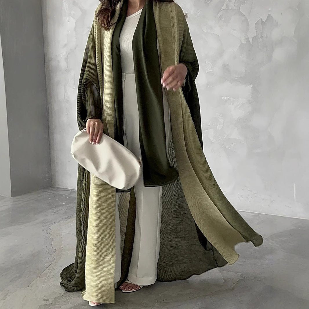 Chic Pleated Ombre Batwing Open Abaya (MOA120） - Mariam's Collection