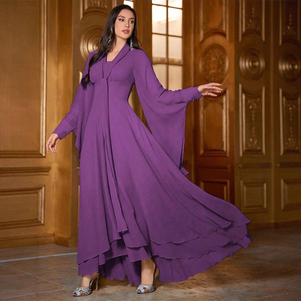 Chiffon Asymmetric Tiered Maxi Dress – Layered Chiffon Abaya