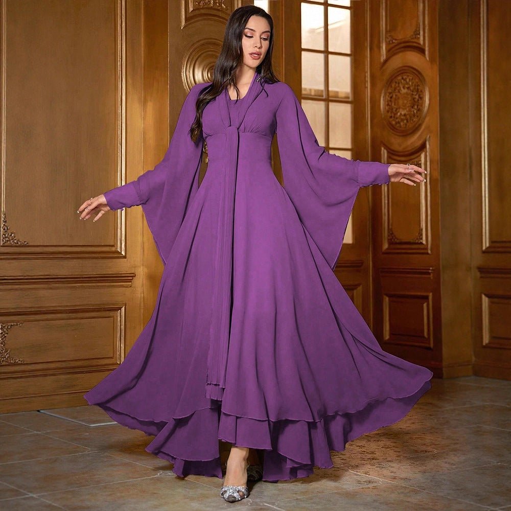 Chiffon Asymmetric Tiered Maxi Dress – Layered Chiffon Abaya