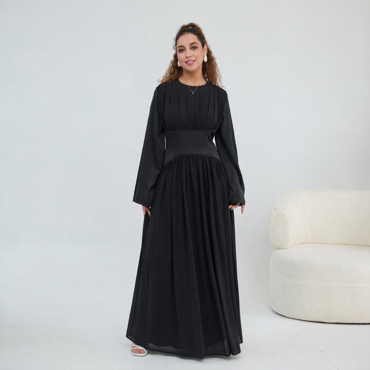 Chiffon Flared Sleeve Maxi Dress(MS498) - Mariam's Collection