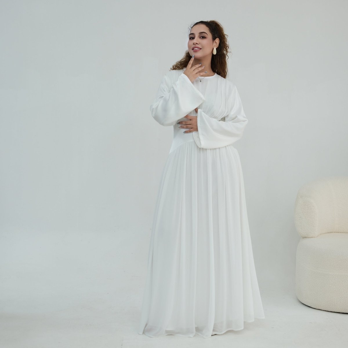 Chiffon Flared Sleeve Maxi Dress(MS498) - Mariam's Collection